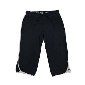 Nike Womens Cropped Pants Size Medium Fold Over Waistband Black Drawstring Waist